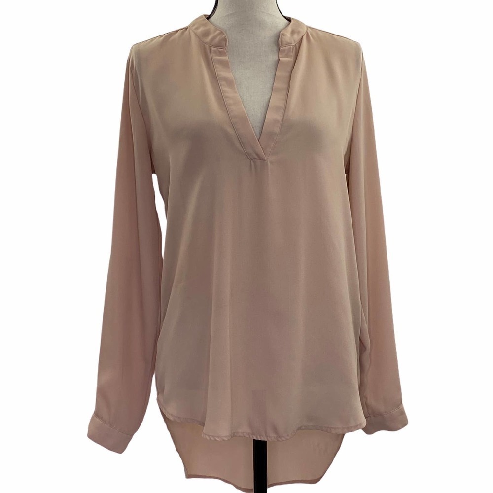 CHARLOTTE Russe Peach Split Neck Blouse Size Large